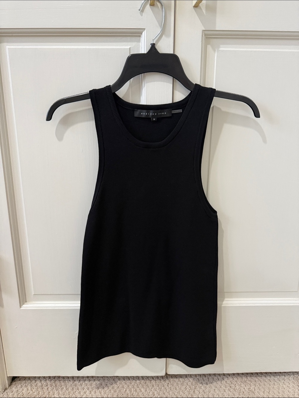 Endless Rose Black Ribbed Tank Top